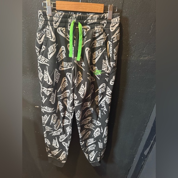 Nike Kids Grey and Green Logo Joggers - Picture 1 of 5